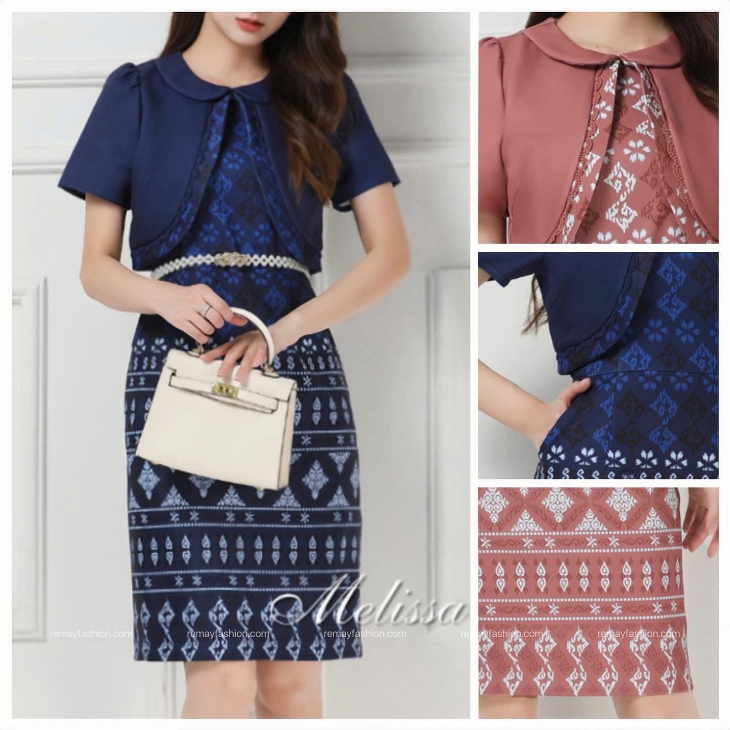 Fake Two-Piece Batik Dress - Image 5