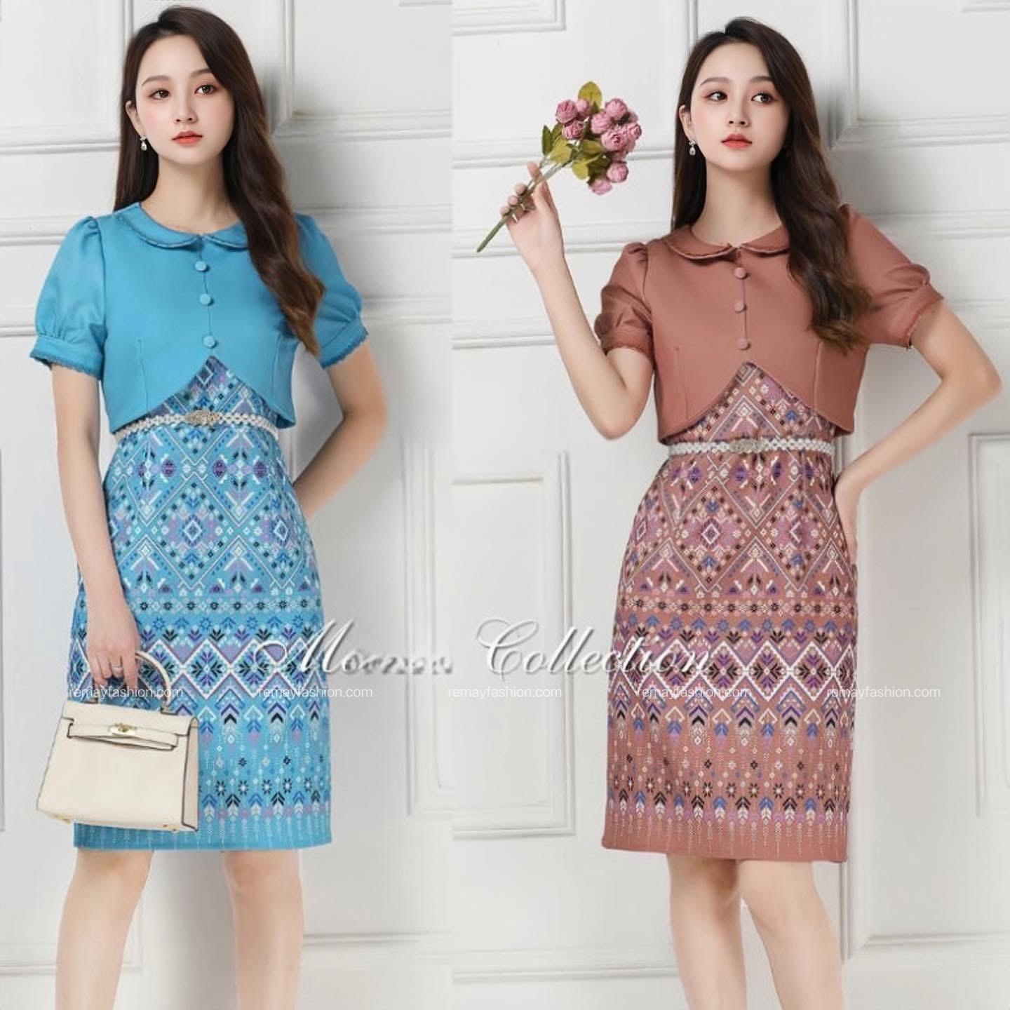 Fake Two-Piece Batik Dress