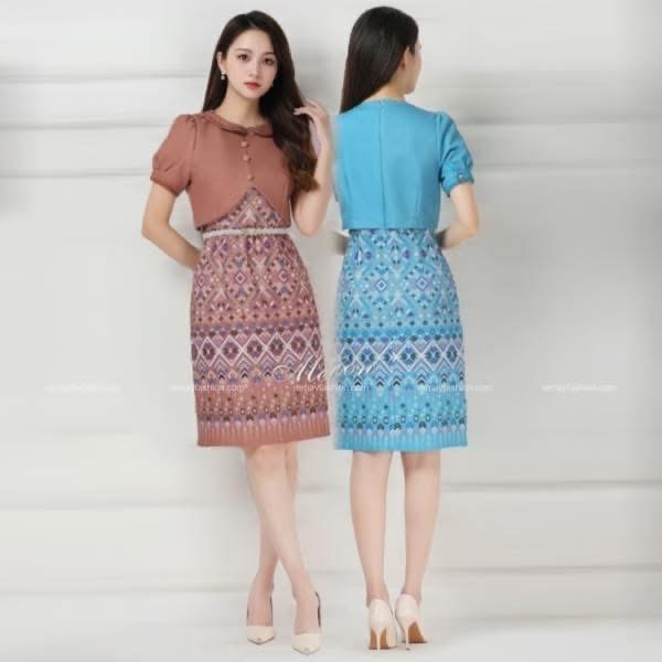 Fake Two-Piece Batik Dress - Image 4