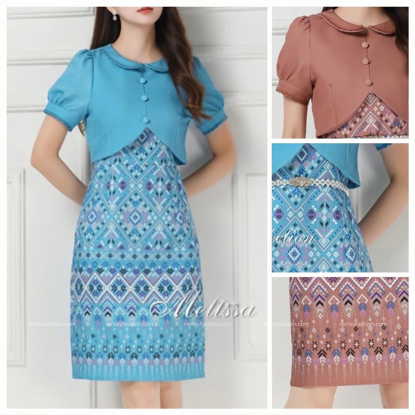 Fake Two-Piece Batik Dress - Image 5