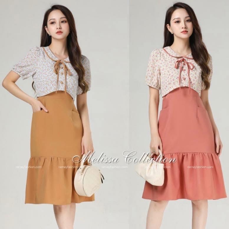 Floral Print Colourblock Dress