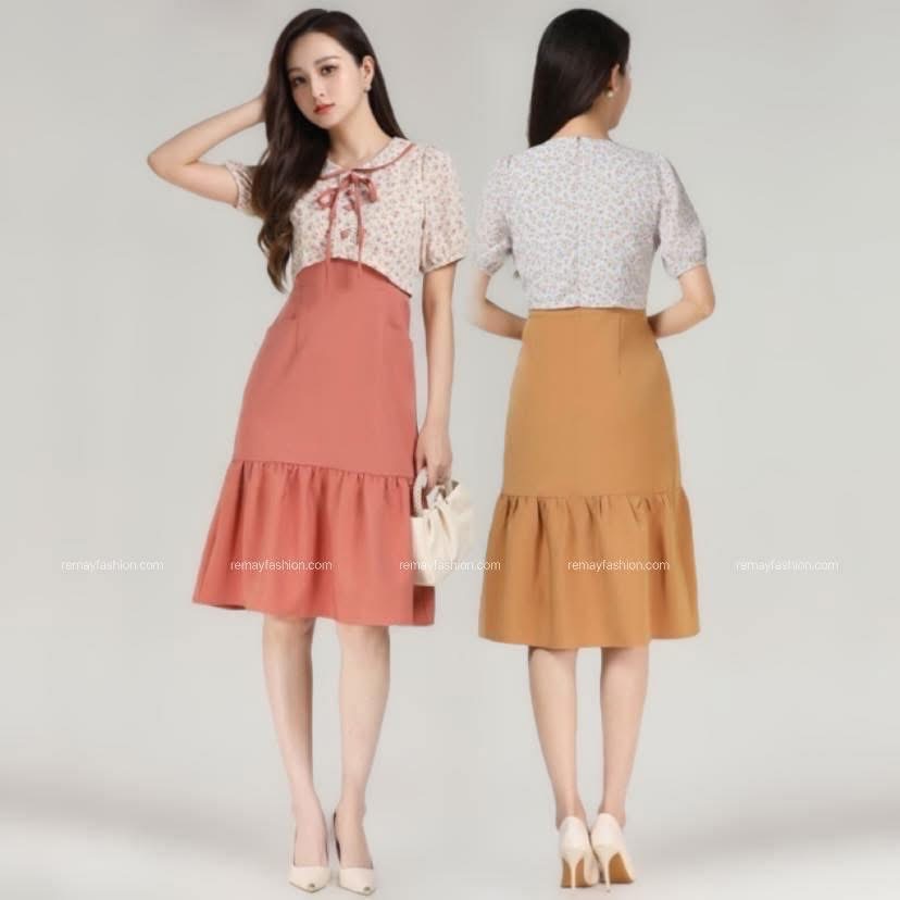 Floral Print Colourblock Dress - Image 2
