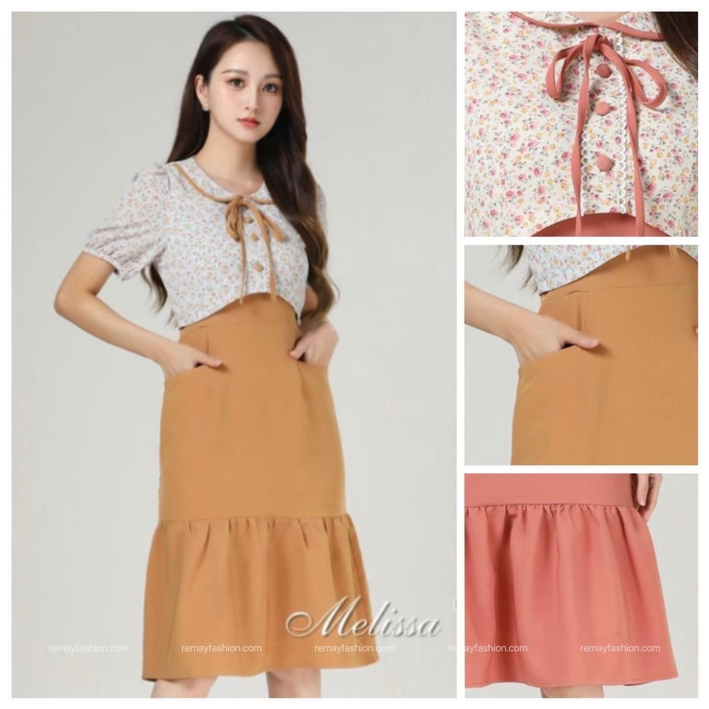 Floral Print Colourblock Dress - Image 3