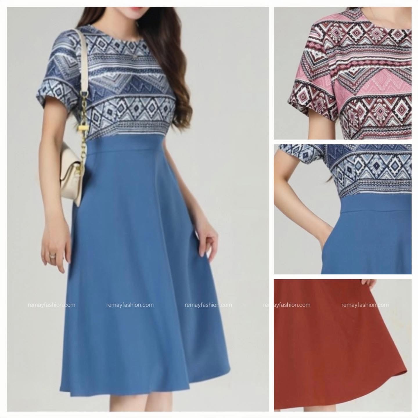 Colourblock Batik Dress - Image 3