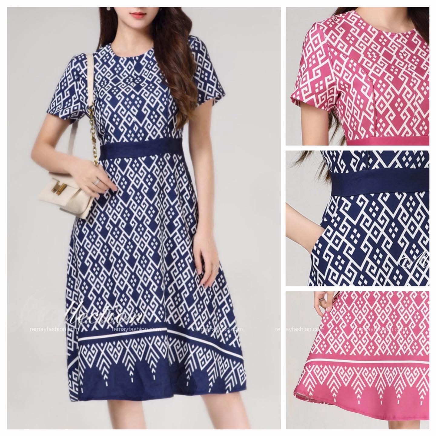 Rhombus Pattern Batik Dress - Image 2